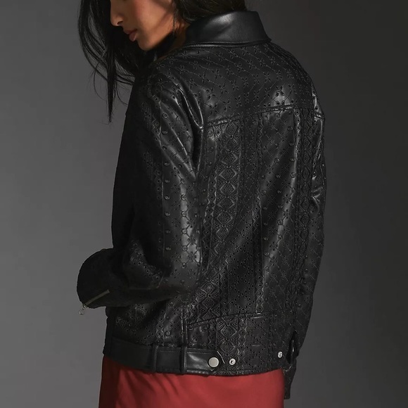 Anthropologie Faux Leather Eyelet Jacket - Picture 3 of 7